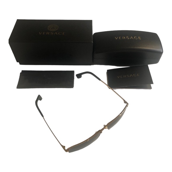 Versace Medusa Focus Gold and Dark Grey Rectangular Sunglasses VE2242 ~ NIB! - Picture 8 of 8